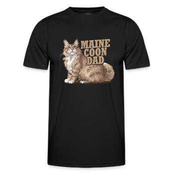 Maine Coon Dad Cat Kitten Father - Männer Funktions-T-Shirt - Schwarz - Vorne - AI Model Male 178 dark (178cm)