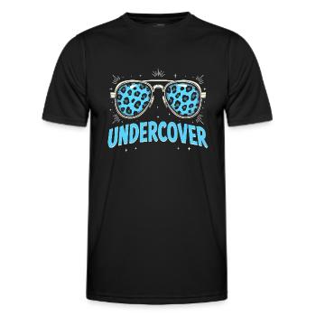 Lunettes de soleil drôles et costume de discours infiltré - T-shirt sport Homme - noir - Devant - AI Model Male 178 dark (178cm)