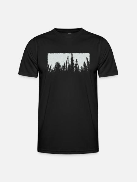 white trees forest nature - Men's Functional T-Shirt - black