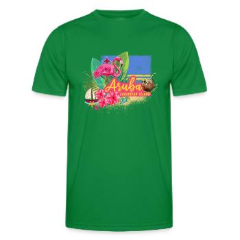 Aruba Retro Caribbean Island with Flamingo Vintage - Men's Functional T-Shirt - kelly green - Front - AI Model Male 178 dark (178cm)