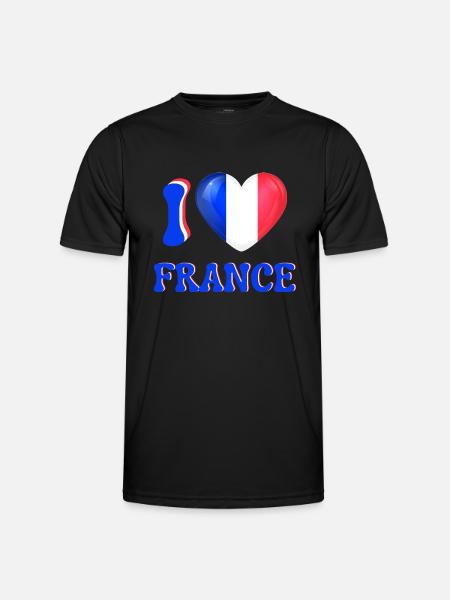 I love France Blue White Red Flag Heart - Men's Functional T-Shirt - black