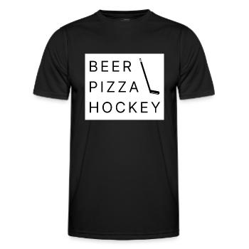 Bière et pizza de hockey - T-shirt sport Homme - noir - Devant - AI Model Male 178 dark (178cm)