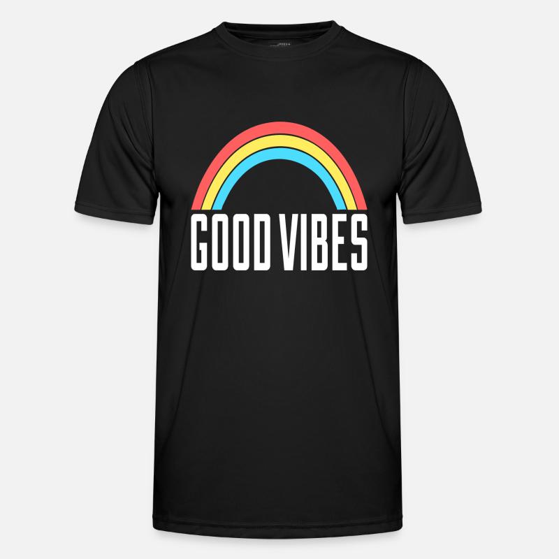 Good Vibes Regenbogen - Männer Funktions-T-Shirt - Schwarz