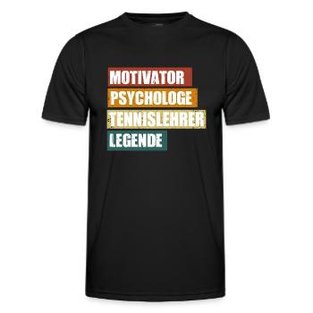 Tennislehrer / Tennistrainer lustiger Spruch - Männer Funktions-T-Shirt - Schwarz - Vorne - AI Model Male 178 dark (178cm)