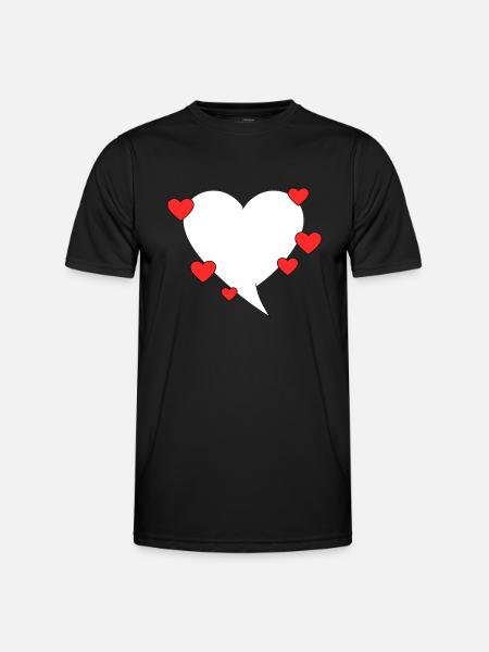 Speech bubble with hearts - Men's Functional T-Shirt - black
