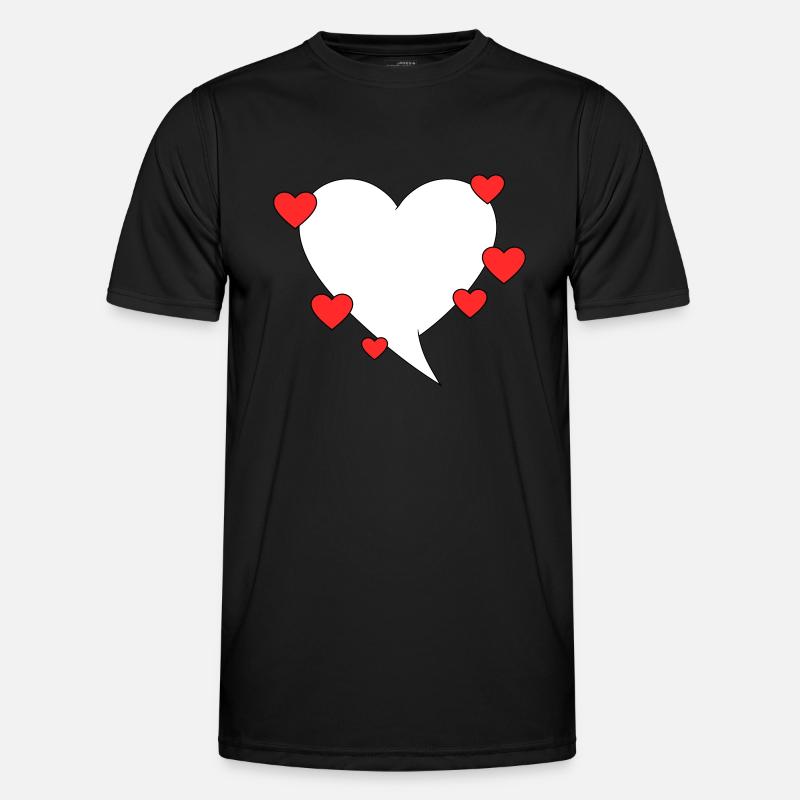 Speech bubble with hearts - Men's Functional T-Shirt - black
