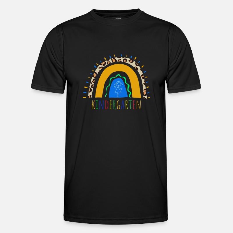 Kindergarten Leopard Regenbogen - Männer Funktions-T-Shirt - Schwarz