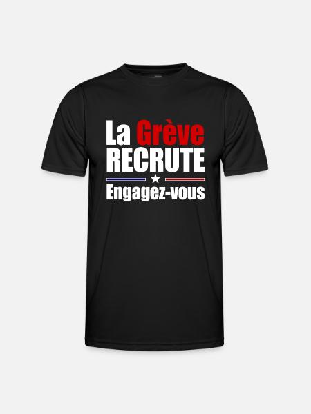 La grève recrute - T-shirt sport Homme - noir