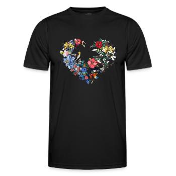 Flower Heart, Flowers,Floral, Flower - Men's Functional T-Shirt - black - Front - AI Model Male 178 dark (178cm)