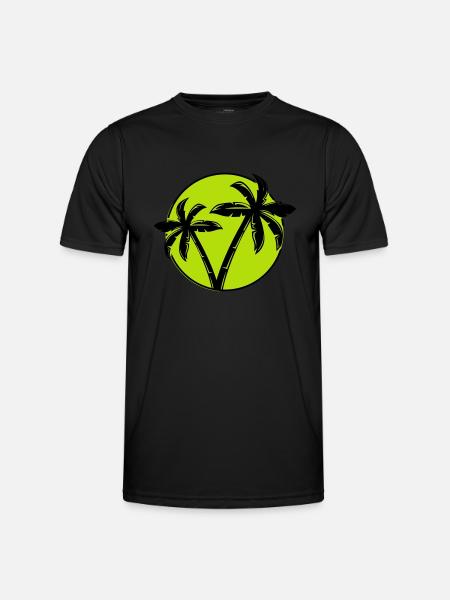 Palm Tree Silhouette Circle 1 - Men's Functional T-Shirt - black