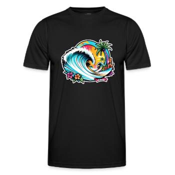 Surfen Strand Palme Sonnenschein Urlaub - Männer Funktions-T-Shirt - Schwarz - Vorne - AI Model Male 178 dark (178cm)
