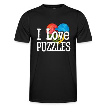 I Love Puzzles Piece Jigsaw Puzzle - Männer Funktions-T-Shirt - Schwarz - Vorne - AI Model Male 178 dark (178cm)