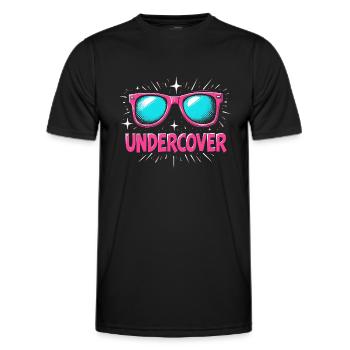 Lunettes de soleil drôles et costume de discours infiltré - T-shirt sport Homme - noir - Devant - AI Model Male 178 dark (178cm)