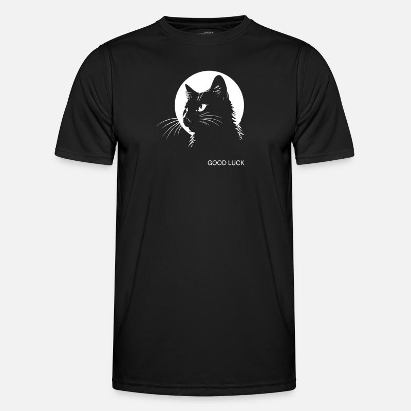 Good luck, black cat, superstition, luck, misfortune - Men's Functional T-Shirt - black