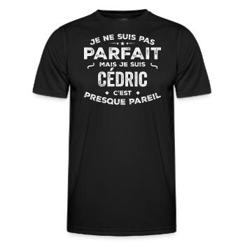 Cédric Ein Vorname, eine Geschichte, eine Persönlichkeit - Männer Funktions-T-Shirt - Schwarz - Vorne - AI Model Male 178 dark (178cm)