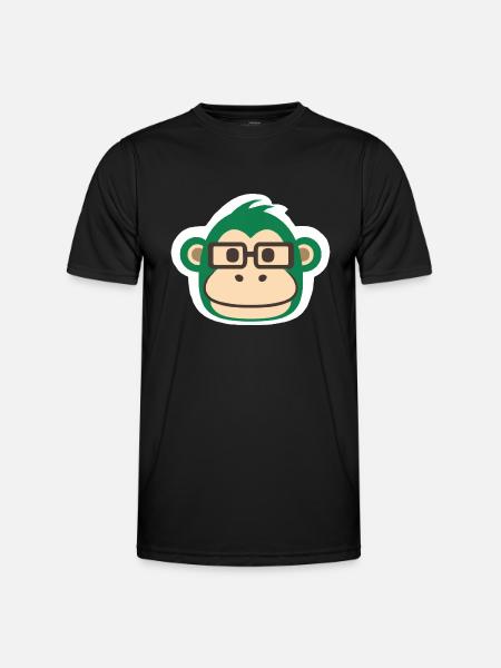 Affe Stickerart - Männer Funktions-T-Shirt - Schwarz