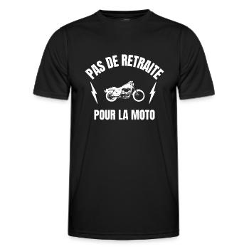 Pas de retraite pour la moto - moto, retraite - T-shirt sport Homme - noir - Devant - AI Model Male 178 dark (178cm)