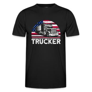 Chauffeur de camion Chauffeur de camion Semi-remorque Cadeau - T-shirt sport Homme - noir - Devant - AI Model Male 178 dark (178cm)