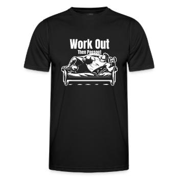 GYM TSHIRT FOR MAN WORK OUT THEN PASSOUT - Men's Functional T-Shirt - black - Front - AI Model Male 178 dark (178cm)