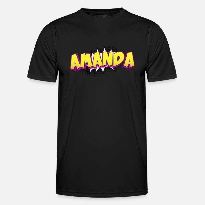 Amanda benutzerdefinierter Name Comic-Stil Pop-Art, - Männer Funktions-T-Shirt - Schwarz