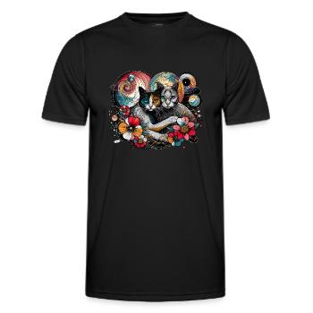 Kosmisches Katzengeflüster - Männer Funktions-T-Shirt - Schwarz - Vorne - AI Model Male 178 dark (178cm)