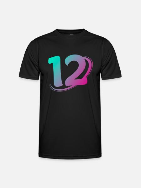 Nummer 12 mehrfarbig - Männer Funktions-T-Shirt - Schwarz