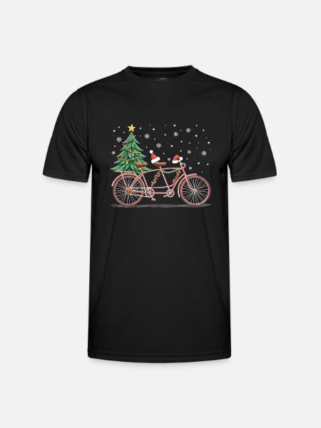 Fahrrad Weihnachtsbeleuchtung - Männer Funktions-T-Shirt - Schwarz
