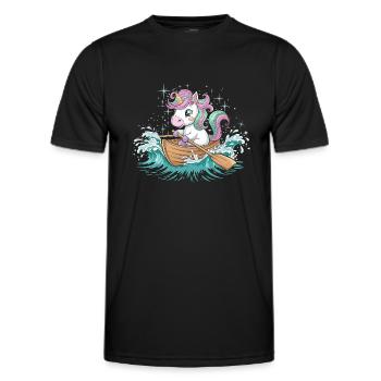 Ein Einhorn-Paddelboot - Männer Funktions-T-Shirt - Schwarz - Vorne - AI Model Male 178 dark (178cm)