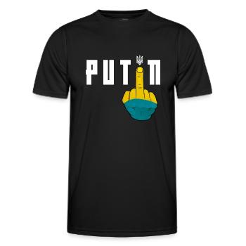 Fuck Poutine | Soutenir l’Ukraine - T-shirt sport Homme - noir - Devant - AI Model Male 178 dark (178cm)