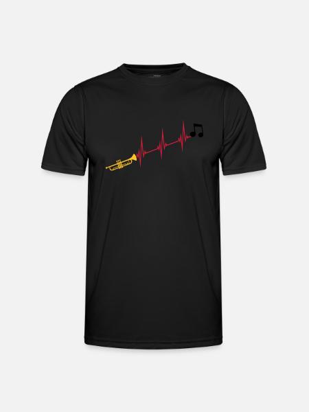 Musical note heartbeat trumpet - Men's Functional T-Shirt - black