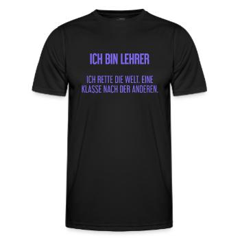 Ich bin Lehrer - ich rette die Welt - Männer Funktions-T-Shirt - Schwarz - Vorne - AI Model Male 178 dark (178cm)