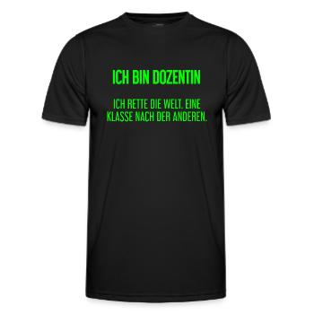 Ich bin Dozentin - ich rette die Welt - Männer Funktions-T-Shirt - Schwarz - Vorne - AI Model Male 178 dark (178cm)