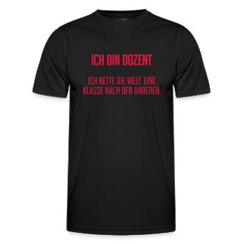 Ich bin Dozent - ich rette die Welt - Männer Funktions-T-Shirt - Schwarz - Vorne - AI Model Male 178 dark (178cm)