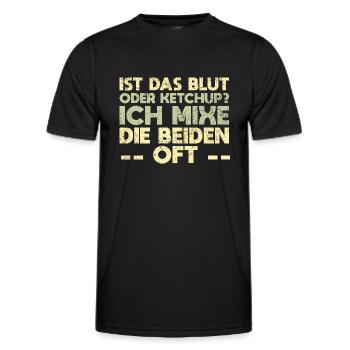 Ist Das Blut Oder Ketchup? Ich Mixe Die Beiden Oft - Männer Funktions-T-Shirt - Schwarz - Vorne - AI Model Male 178 dark (178cm)