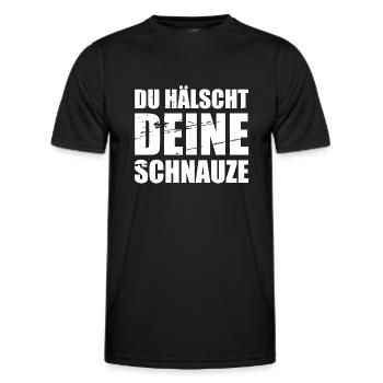 Du hälscht deine Schnauze Lustiger Spruch - Männer Funktions-T-Shirt - Schwarz - Vorne - AI Model Male 178 dark (178cm)