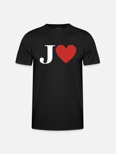 Letter j red heart - Men's Functional T-Shirt - black