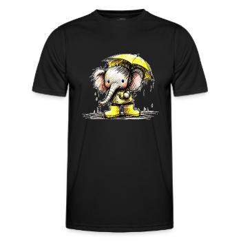 Elephant in the rain - Men's Functional T-Shirt - black - Front - AI Model Male 178 dark (178cm)