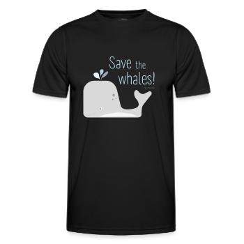 Sauvez les baleines - Motif de baleine mignon - T-shirt sport Homme - noir - Devant - AI Model Male 178 dark (178cm)