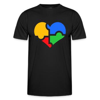 Autismus Autist Liebe Herz Puzzle - Männer Funktions-T-Shirt - Schwarz - Vorne - AI Model Male 178 dark (178cm)