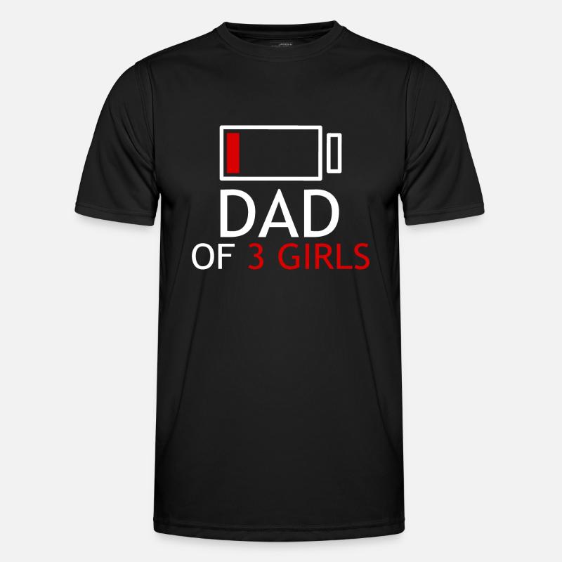 Vater von 3 Mädchen - Männer Funktions-T-Shirt - Schwarz