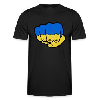 Ukraine Flagge Faust - Männer Funktions-T-Shirt - Schwarz - Vorne - AI Model Male 178 dark (178cm)