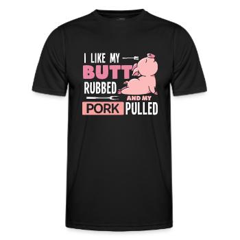 Pulled Pork - Lustiges Grillen Smoker - Männer Funktions-T-Shirt - Schwarz - Vorne - AI Model Male 178 dark (178cm)
