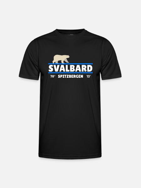 Svalbard Spitzbergen Norwegen Koordinaten Eisbär - Männer Funktions-T-Shirt - Schwarz