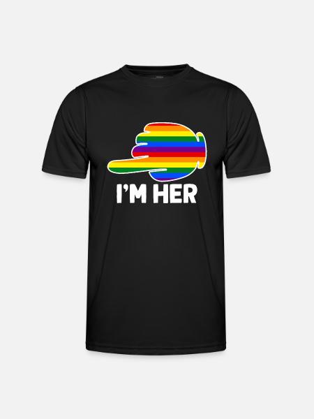Jeg er hendes regnbue lesbisk par sjov LGBT stolthed - Funktionsshirt til herrer - sort