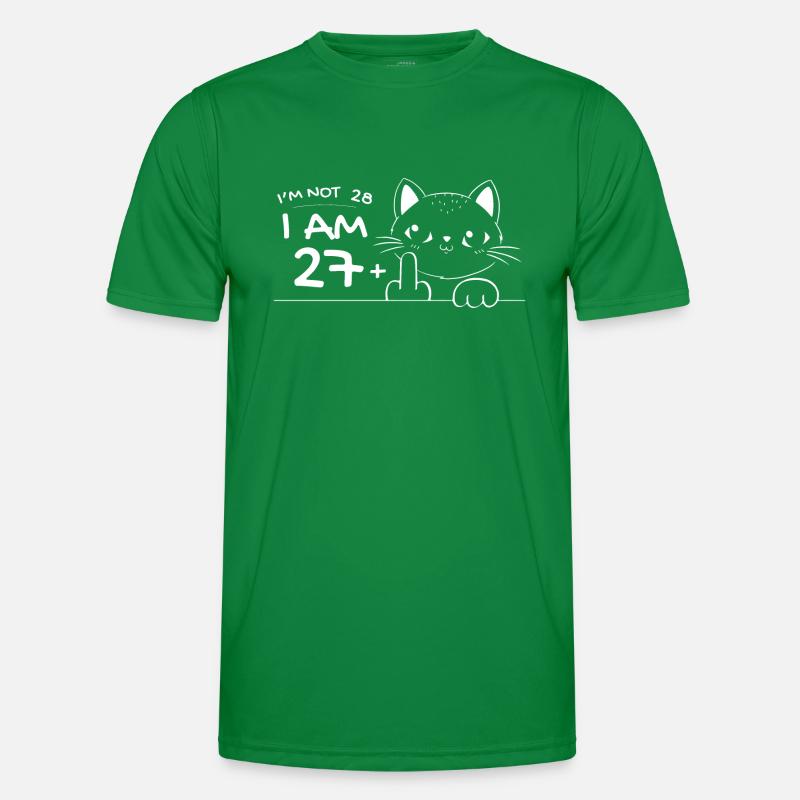 Ich bin nicht 28, ich bin 27 plus 1 Mittelfinger Katzenflip Männer Funktions-T-Shirt