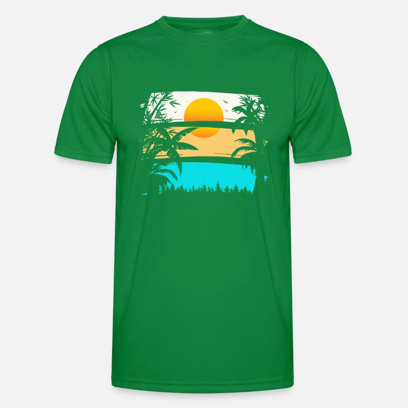 SUNDOWN - PALM TREES, SUN Männer Funktions-T-Shirt