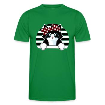 Chat blanc noir avec boucle - T-shirt sport Homme - vert - Devant - AI Model Male 178 dark (178cm)
