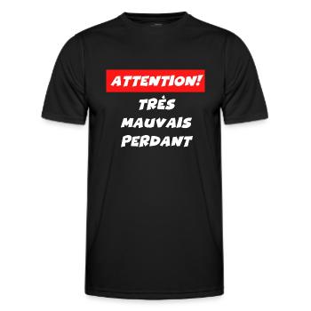 attention très mauvais perdant - T-shirt sport Homme - noir - Devant - AI Model Male 178 dark (178cm)
