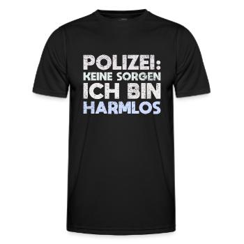 Polizei: Keine Sorgen, Ich Bin Harmlos - Männer Funktions-T-Shirt - Schwarz - Vorne - AI Model Male 178 dark (178cm)