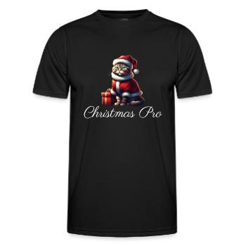 Samtpfote im Santa Look - Be Christmas Pro! - Männer Funktions-T-Shirt - Schwarz - Vorne - AI Model Male 178 dark (178cm)